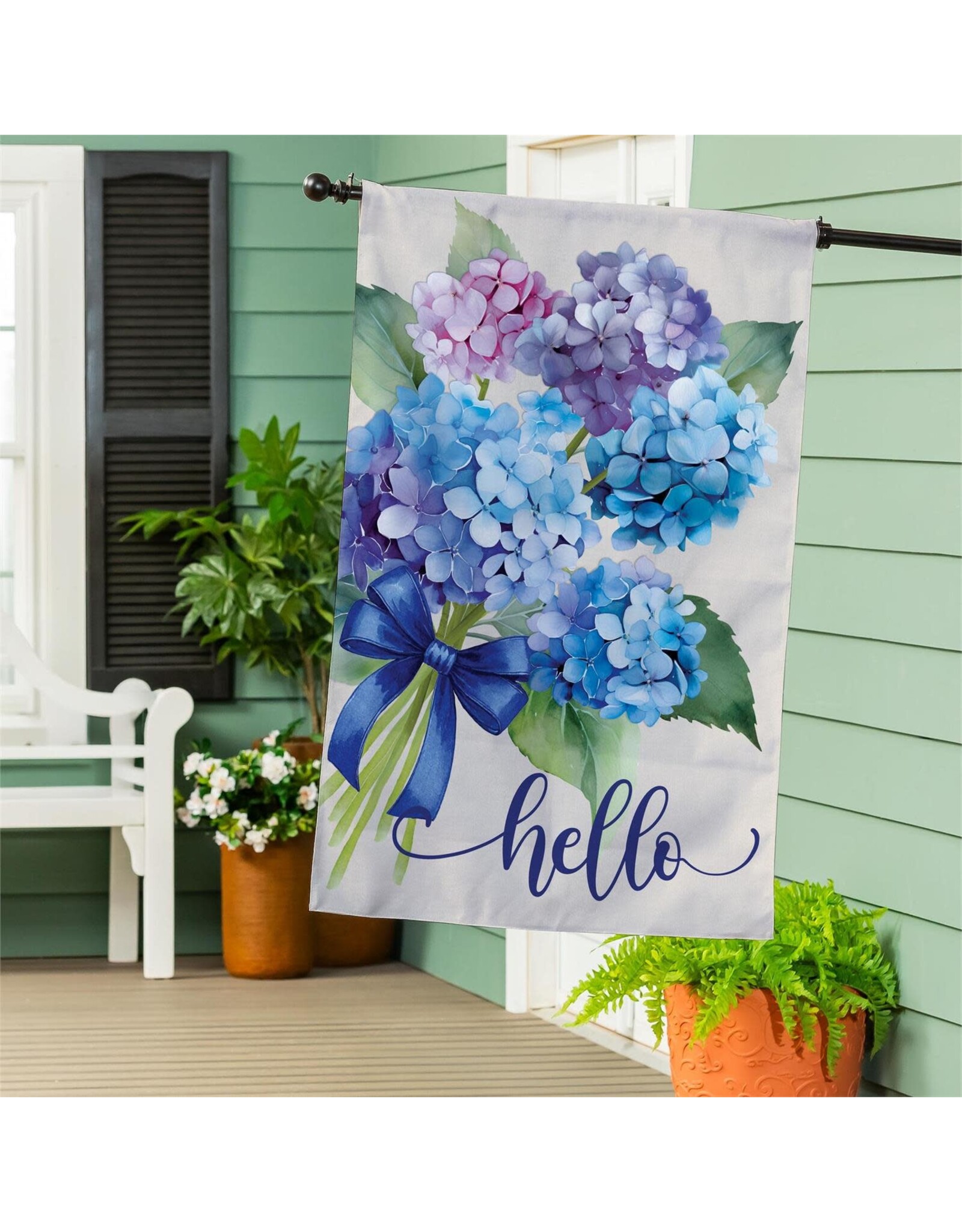 Evergreen Enterprises Hydrangea Bouquet Burlap House Flag
