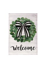 Evergreen Enterprises Eucalyptus Leaves Wreath Burlap Garden Flag