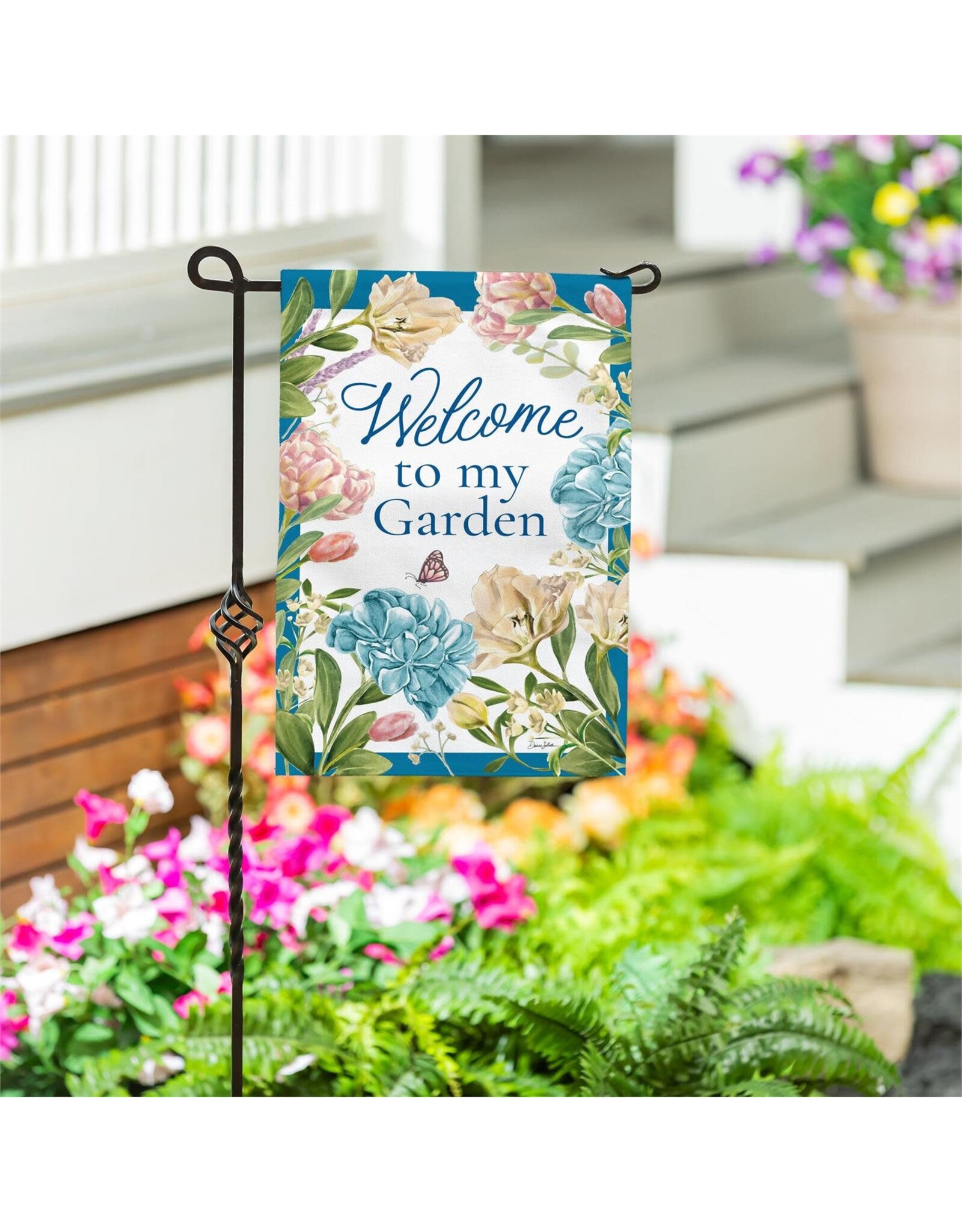 Evergreen Enterprises Welcome To My Garden Burlap Garden Flag