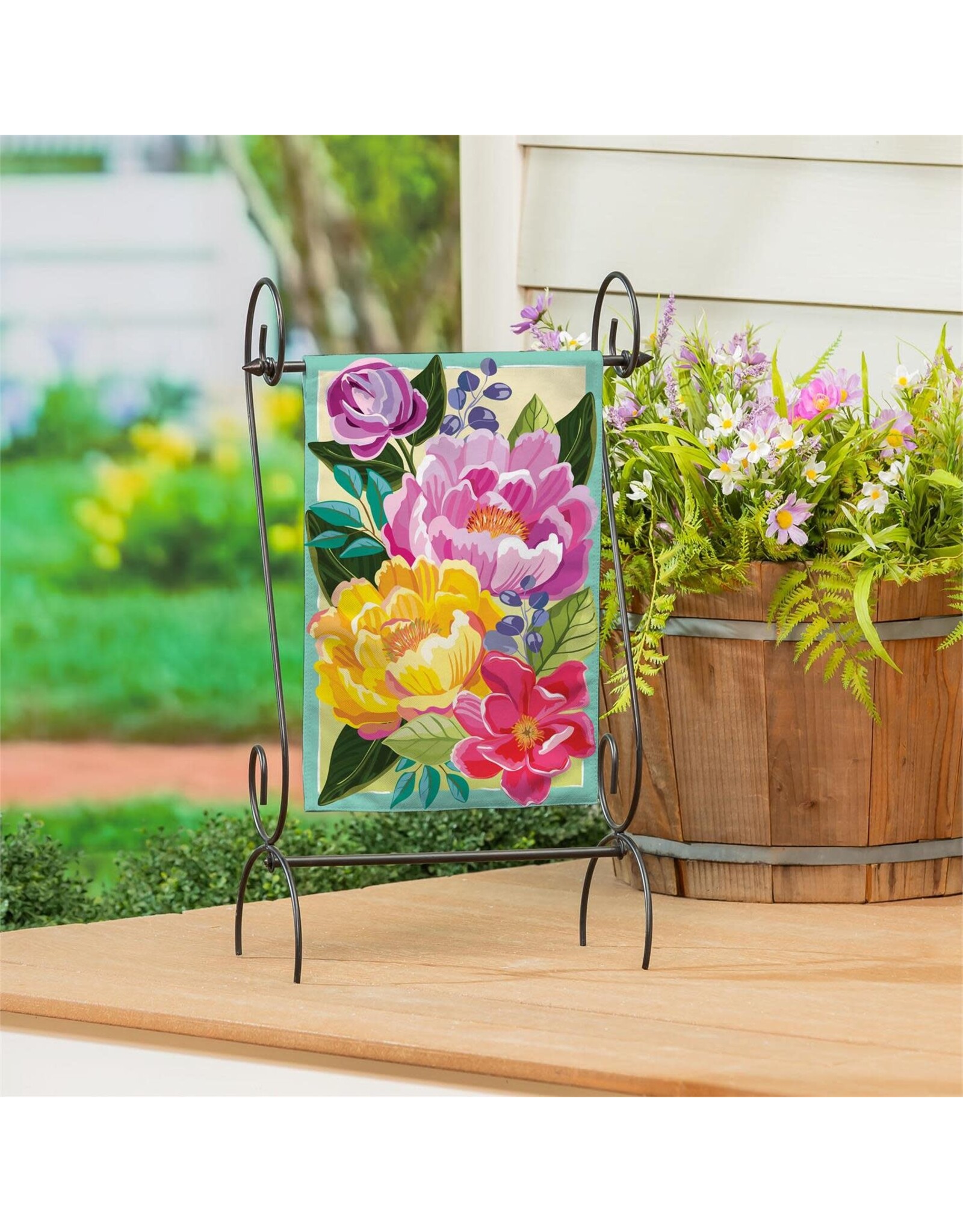 Evergreen Enterprises Floral Burst Burlap Garden Flag