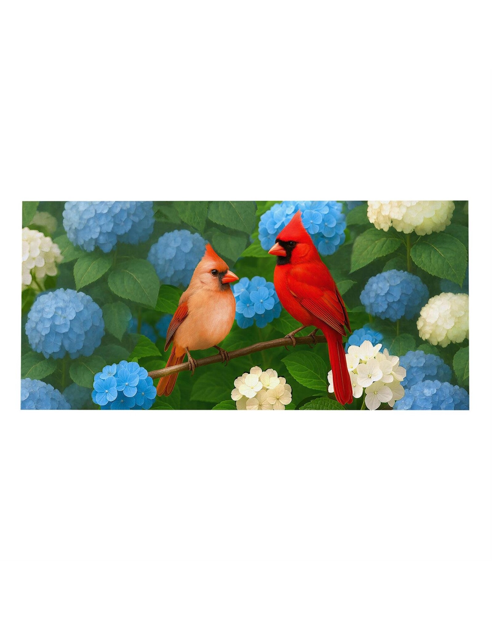 Evergreen Enterprises Cardinal Couple Among Hydrangeas Sassafras Switch Mat