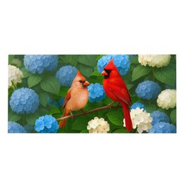 Evergreen Enterprises Cardinal Couple Among Hydrangeas Sassafras Switch Mat