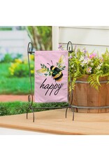 Evergreen Enterprises Bee Happy Pink Burlap Garden Flag