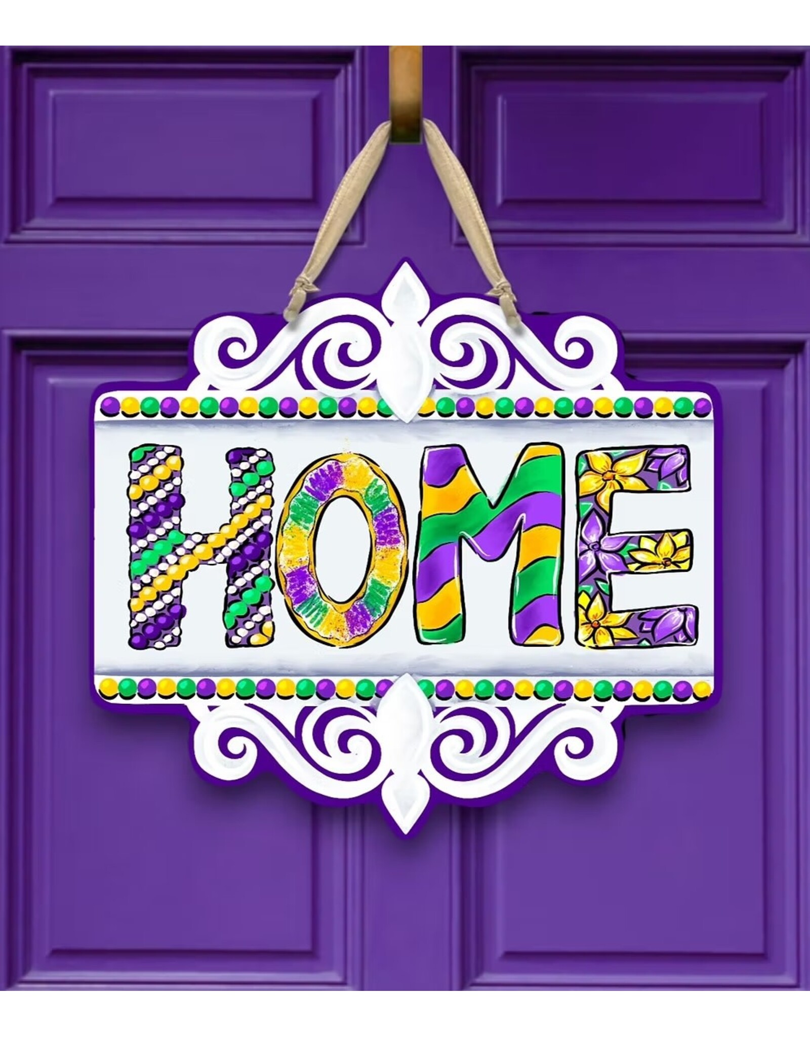 Art By Allie Mardi Gras Home Door Hanger