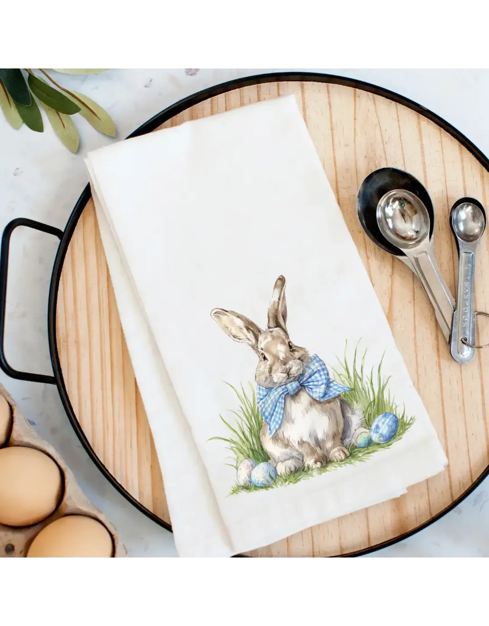 Pelican Provision Co Blue Bow Bunny Kitchen Towel