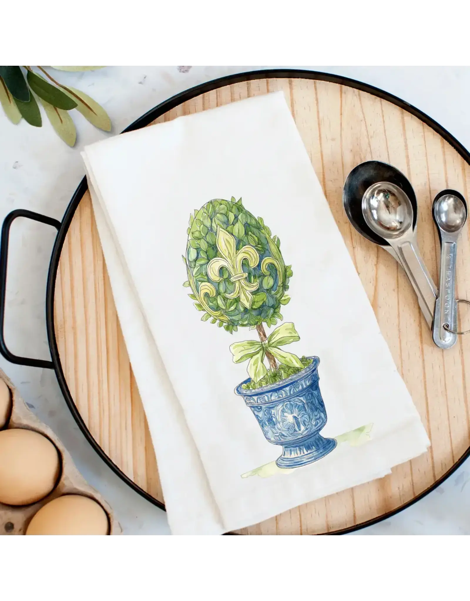 Pelican Provision Co Fleur De Lis Topiary Kitchen Towel