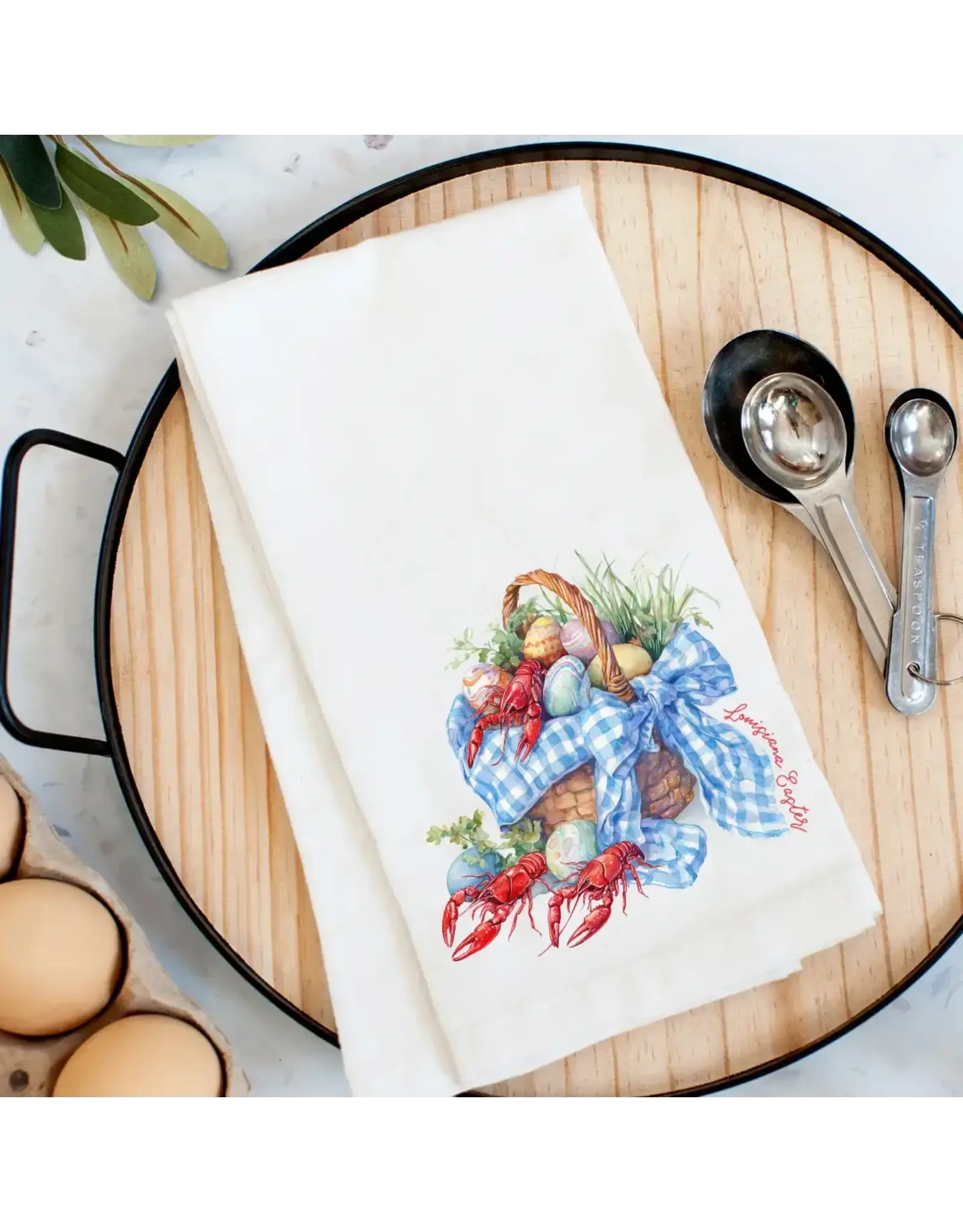 Pelican Provision Co Louisiana Easter Basket Kitchen Towel