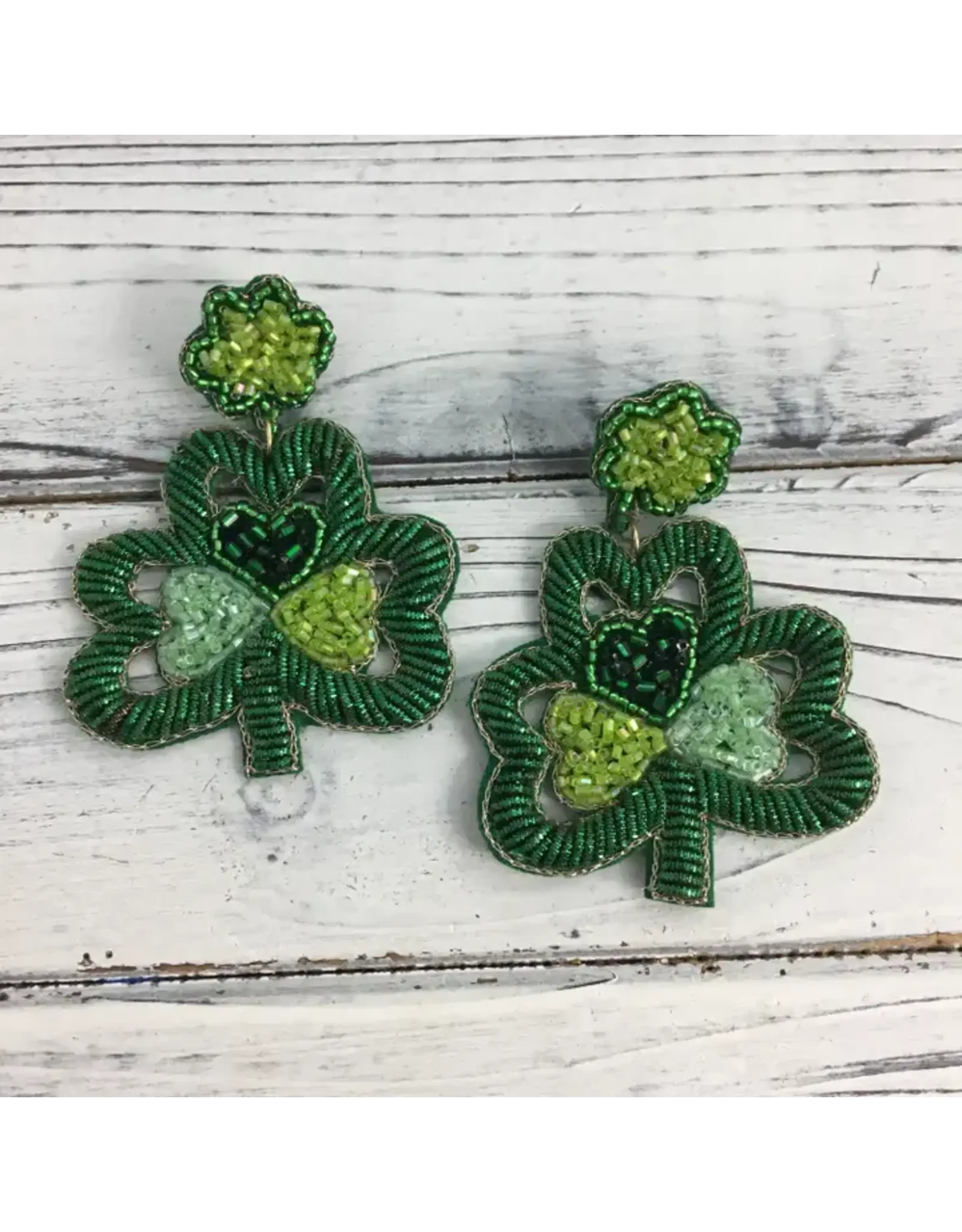 SongLily/Faire Beaded Cut Out Clover Earrings
