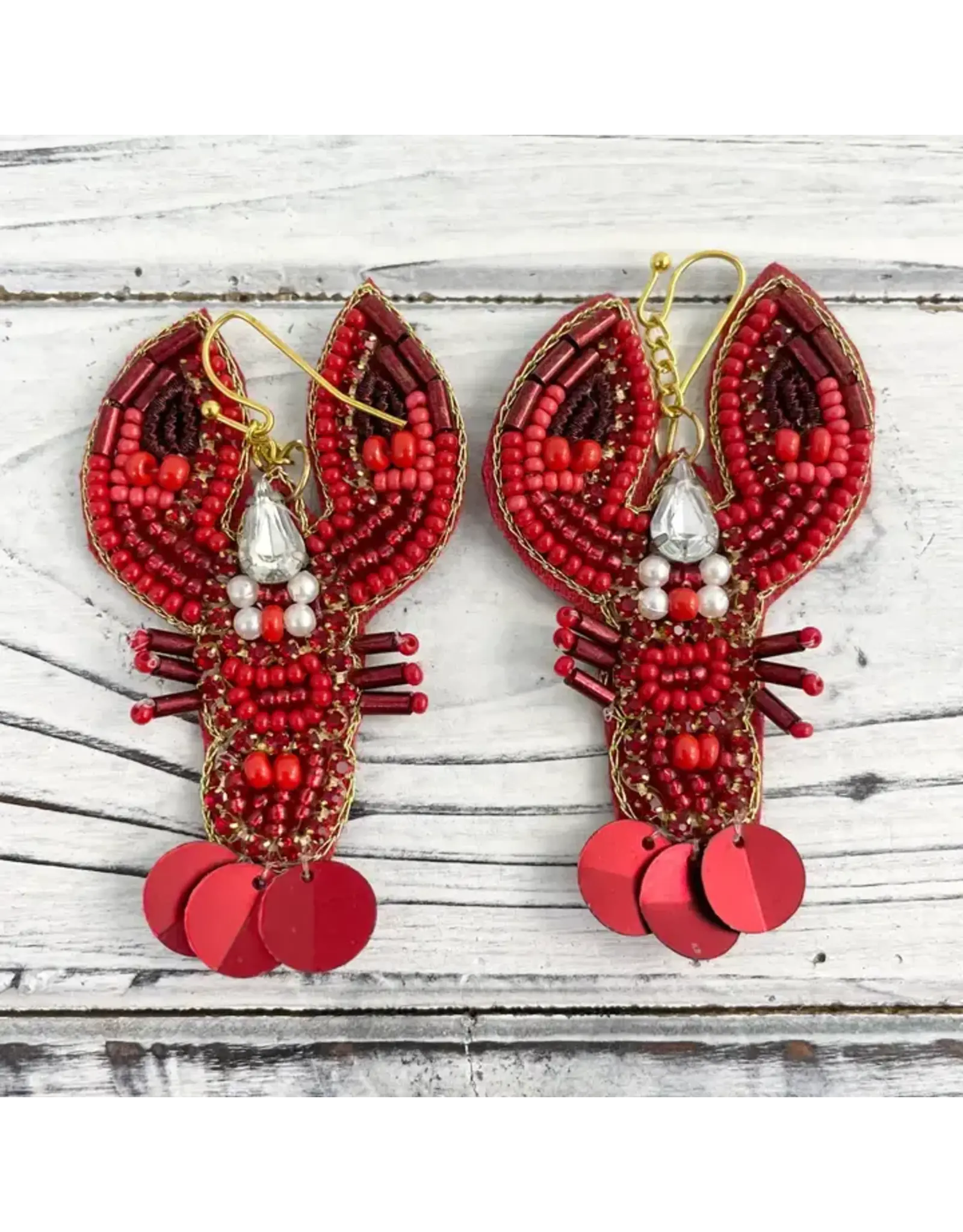SongLily/Faire Elegant Bead and Stone Crawfish Earrings