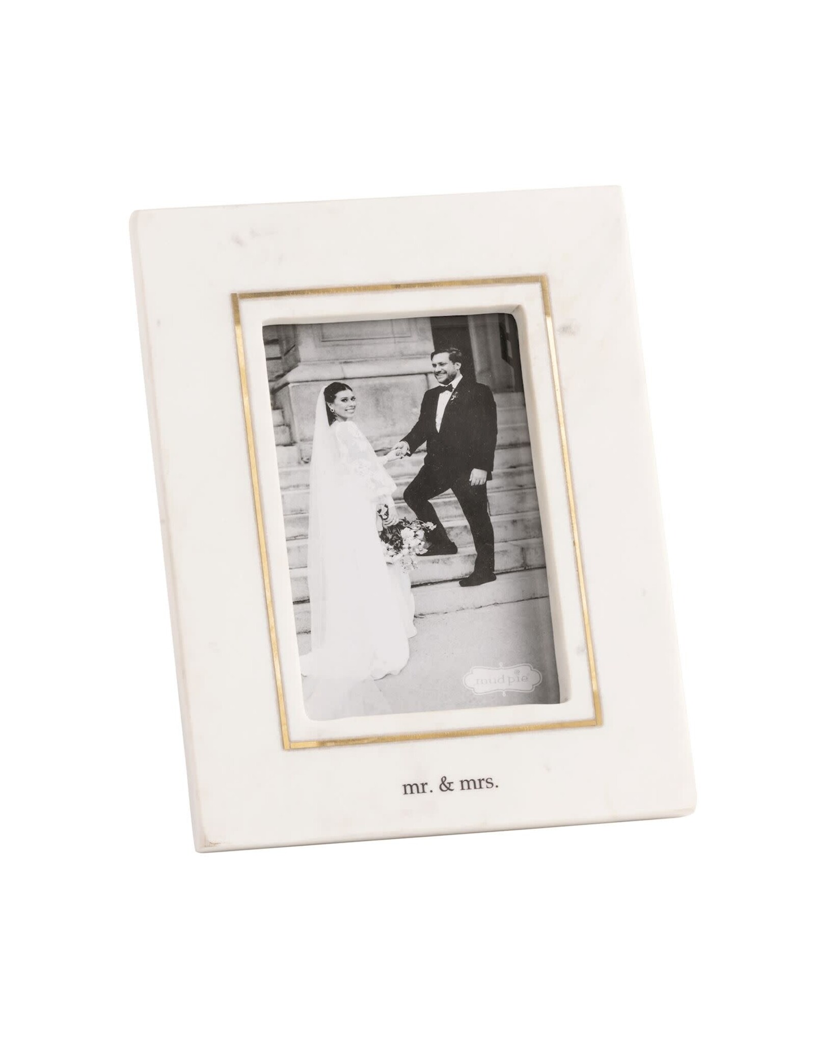 Mud Pie Mr. & Mrs. Gold Inlay Marble Frame