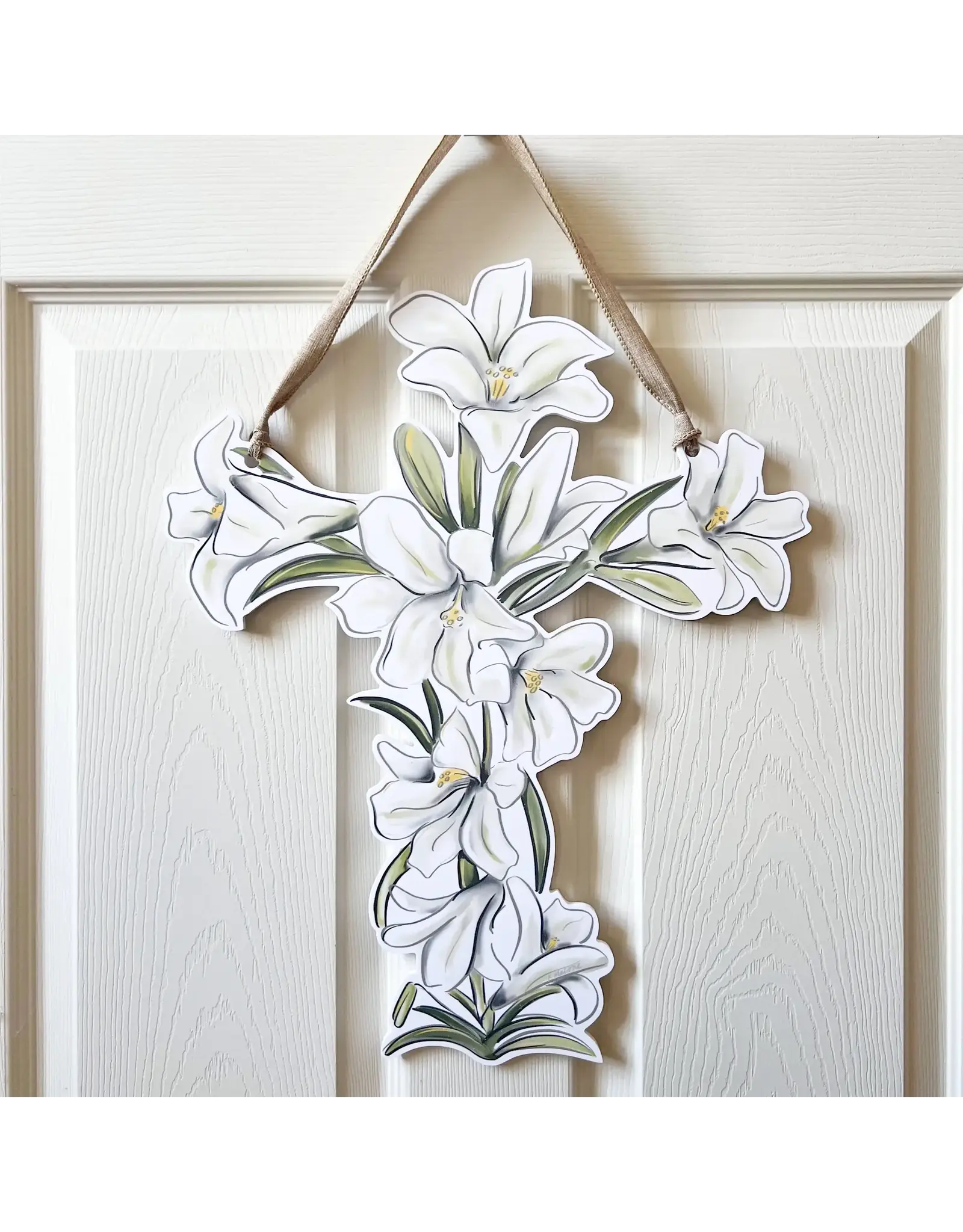 Home Malone Easter Lily Cross Door Hanger