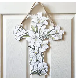 Home Malone Easter Lily Cross Door Hanger