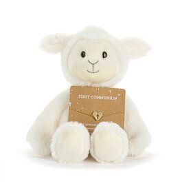 Demdaco My First Communion Lamb + Bracelet - 8in