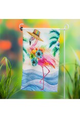 Evergreen Enterprises Palm Beach Floral Flamingo Applique Garden Flag