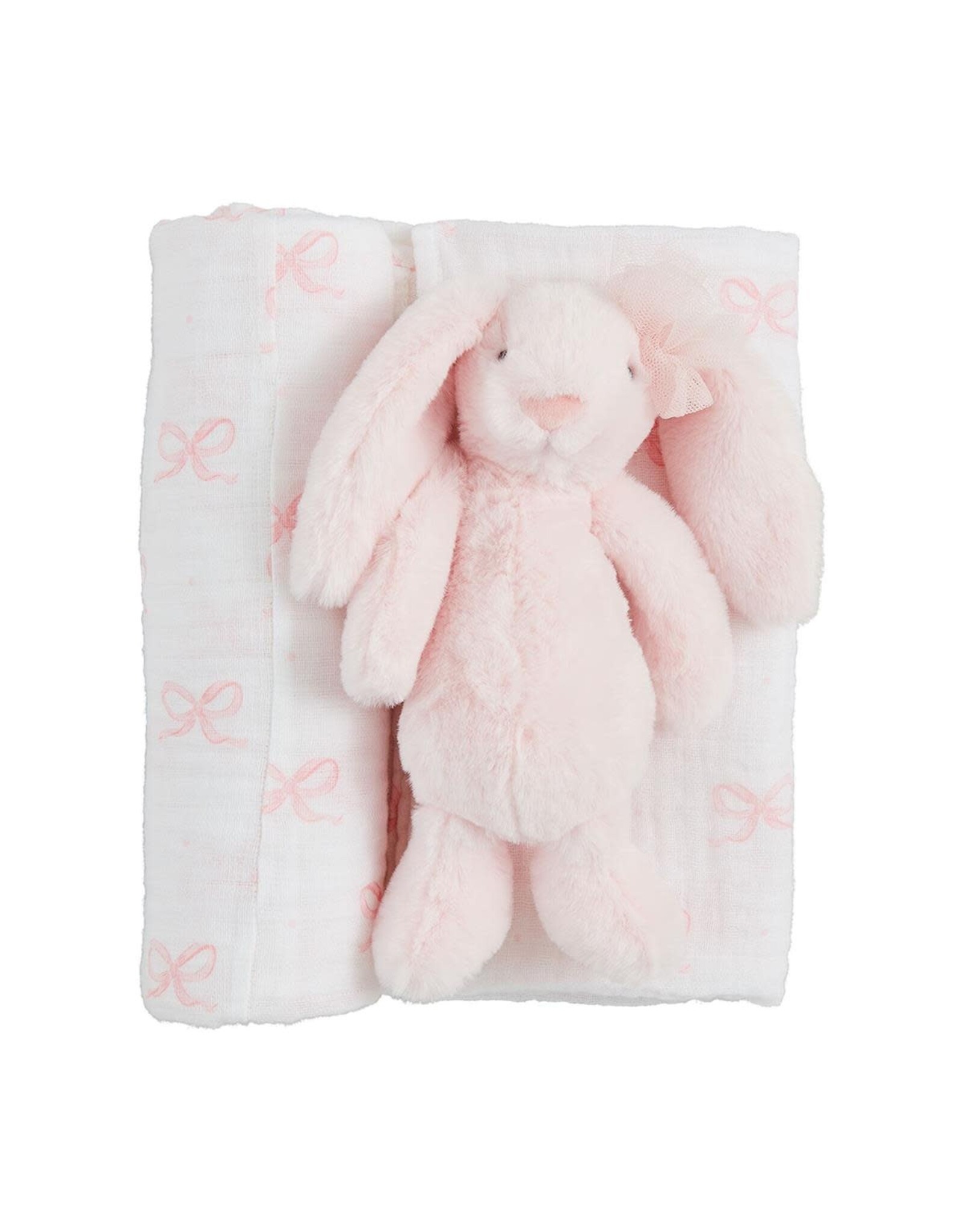 Mud Pie Bow Bunny Swaddle And Rattle