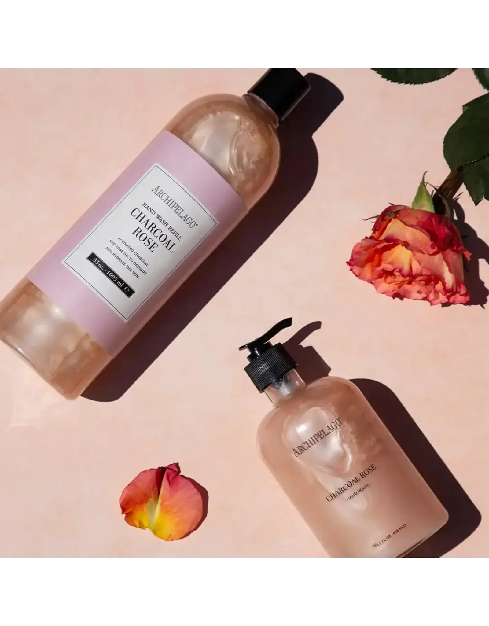 Archipelago Charcoal Rose Glass Hand Wash, 14.5 oz