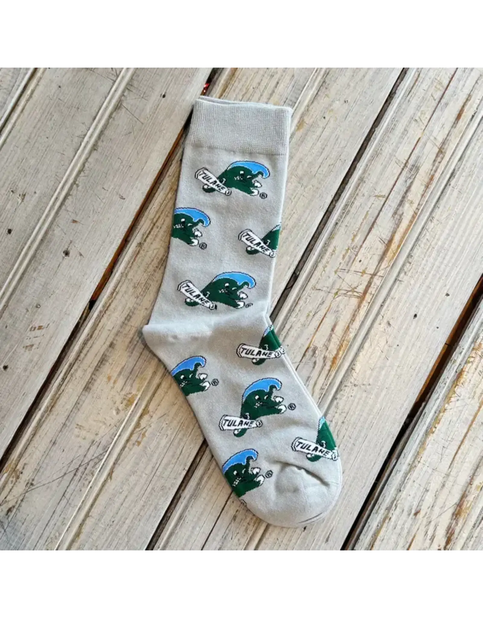 NOLA Mercantiles/Faire Tulane Angry Wave Sock-Grey