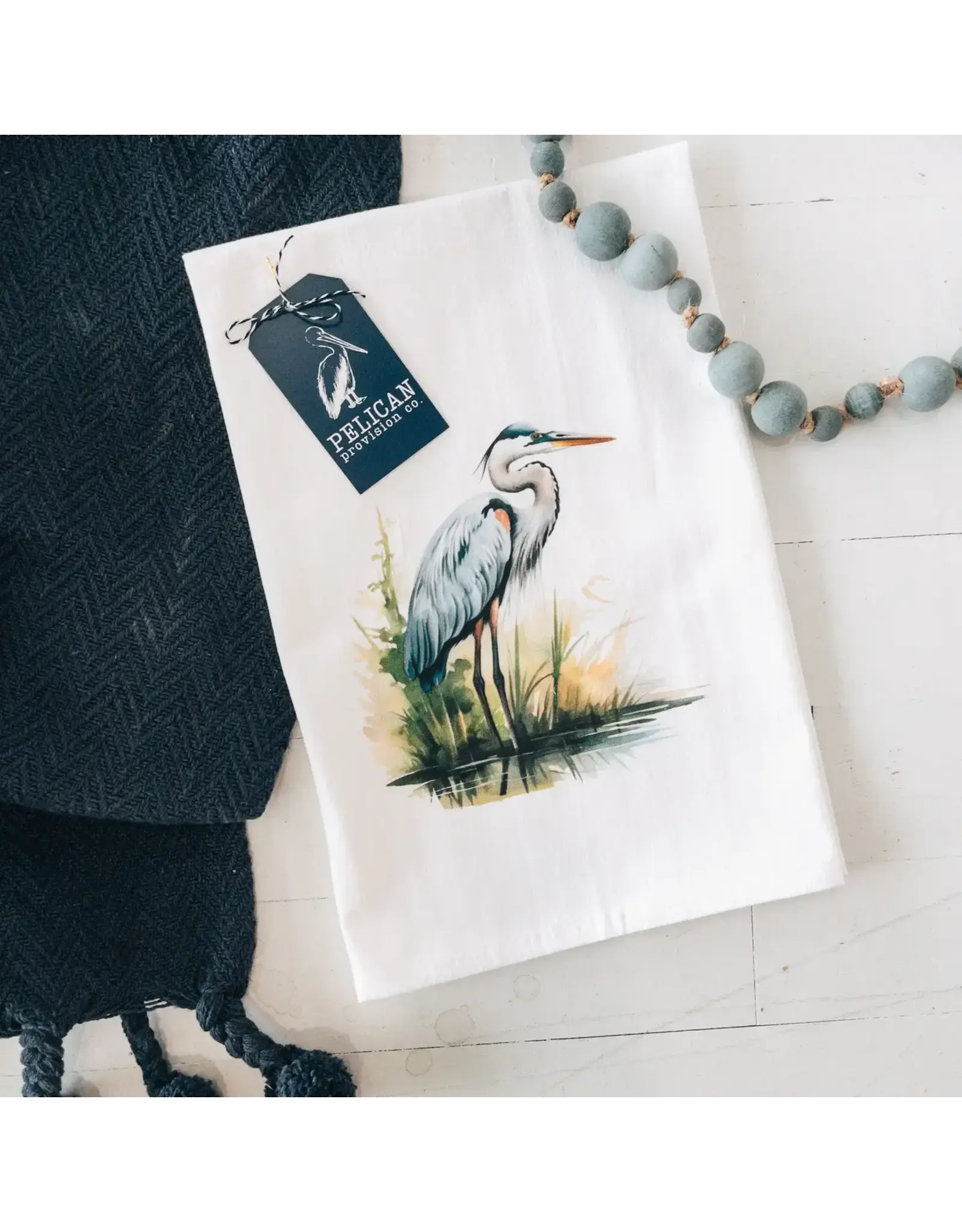 Pelican Provision Co Blue Heron Kitchen Towel