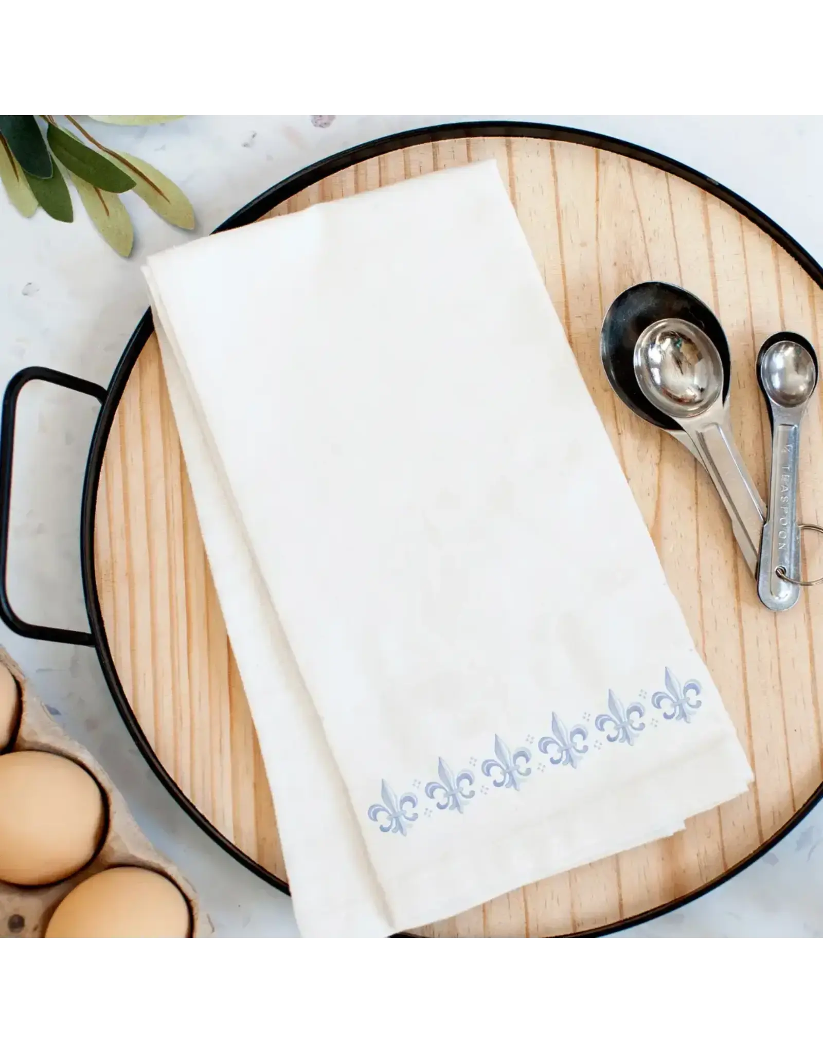 Pelican Provision Co Fleur De Lis Band Kitchen Towel