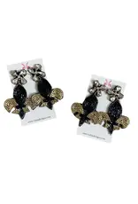 Valois Designs/Faire Black & Gold Fleur De Lis Earrings