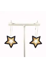 Valois Designs/Faire Black & Gold Star Hoop Earrings