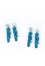 Valois Designs/Faire Green & Blue Roll Wave Earrings