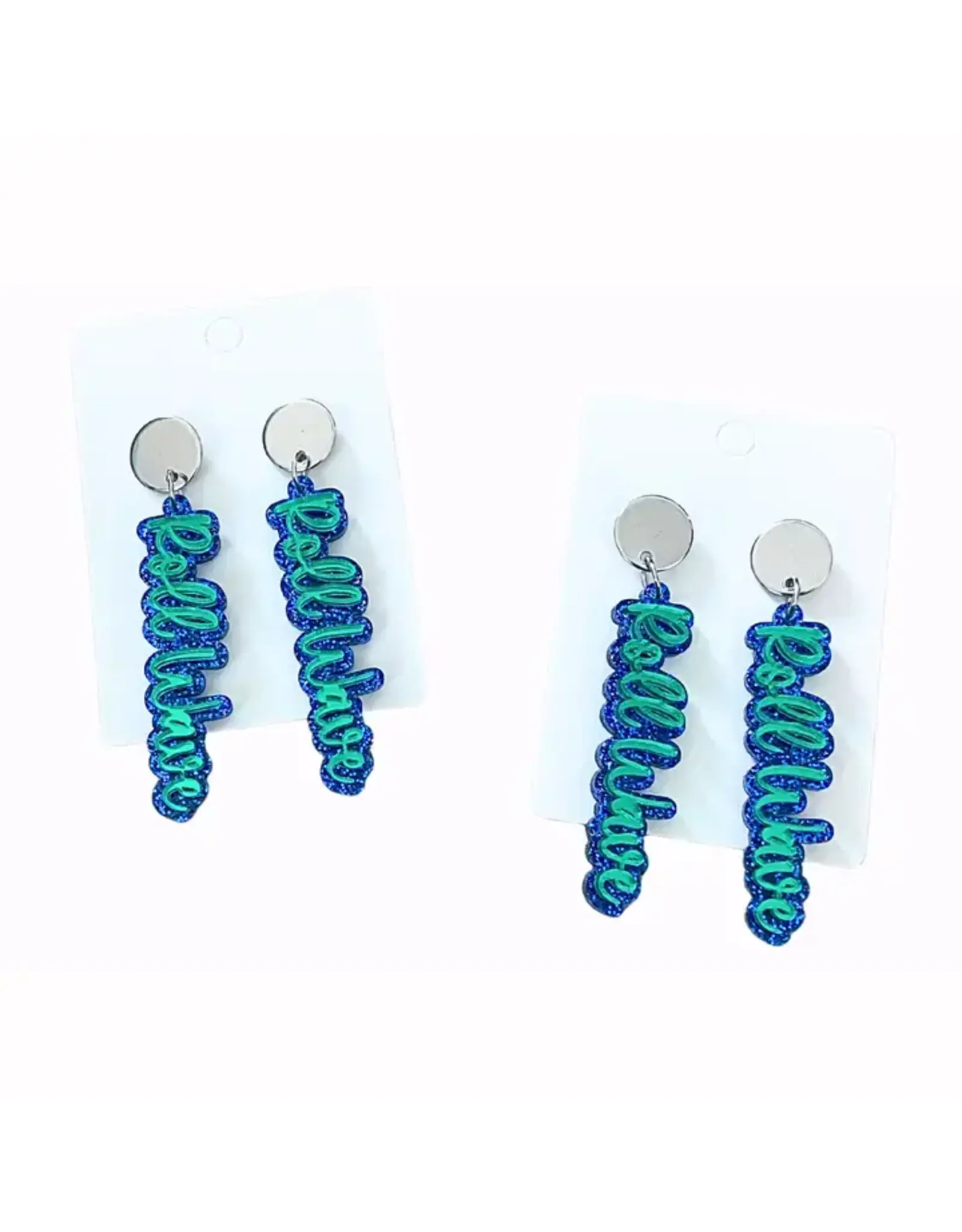 Valois Designs/Faire Green & Blue Roll Wave Earrings