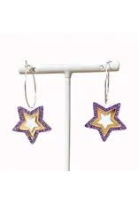 Valois Designs/Faire Purple & Gold Star Hoop Earrings