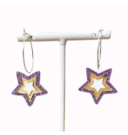 Valois Designs/Faire Purple & Gold Star Hoop Earrings