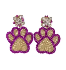 Valois Designs/Faire Purple & Gold Tiger Paw Earrings