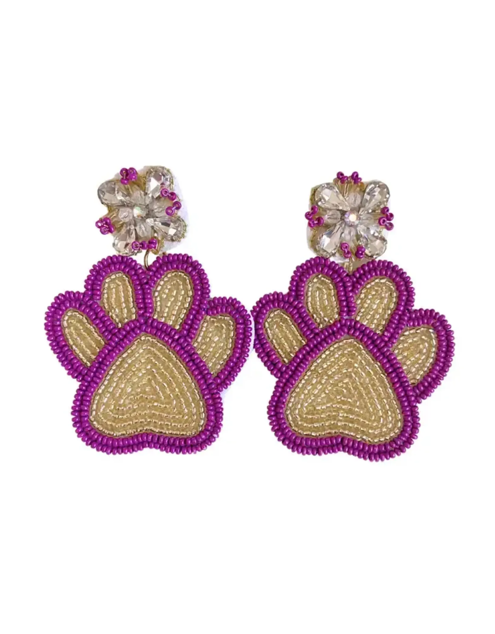 Valois Designs/Faire Purple & Gold Tiger Paw Earrings
