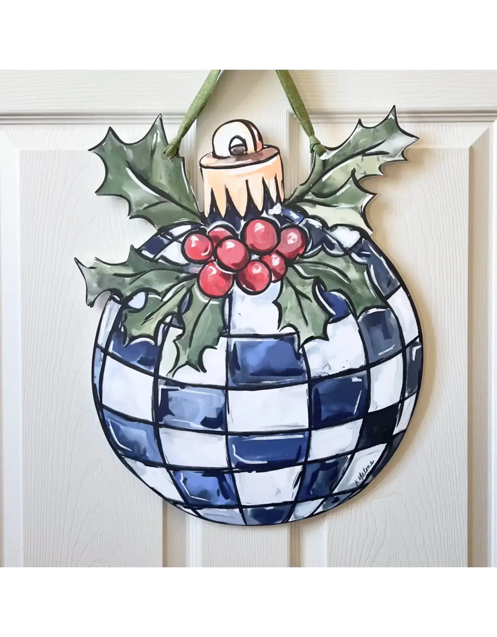Home Malone Black and White Checkered Ornament Door Hanger