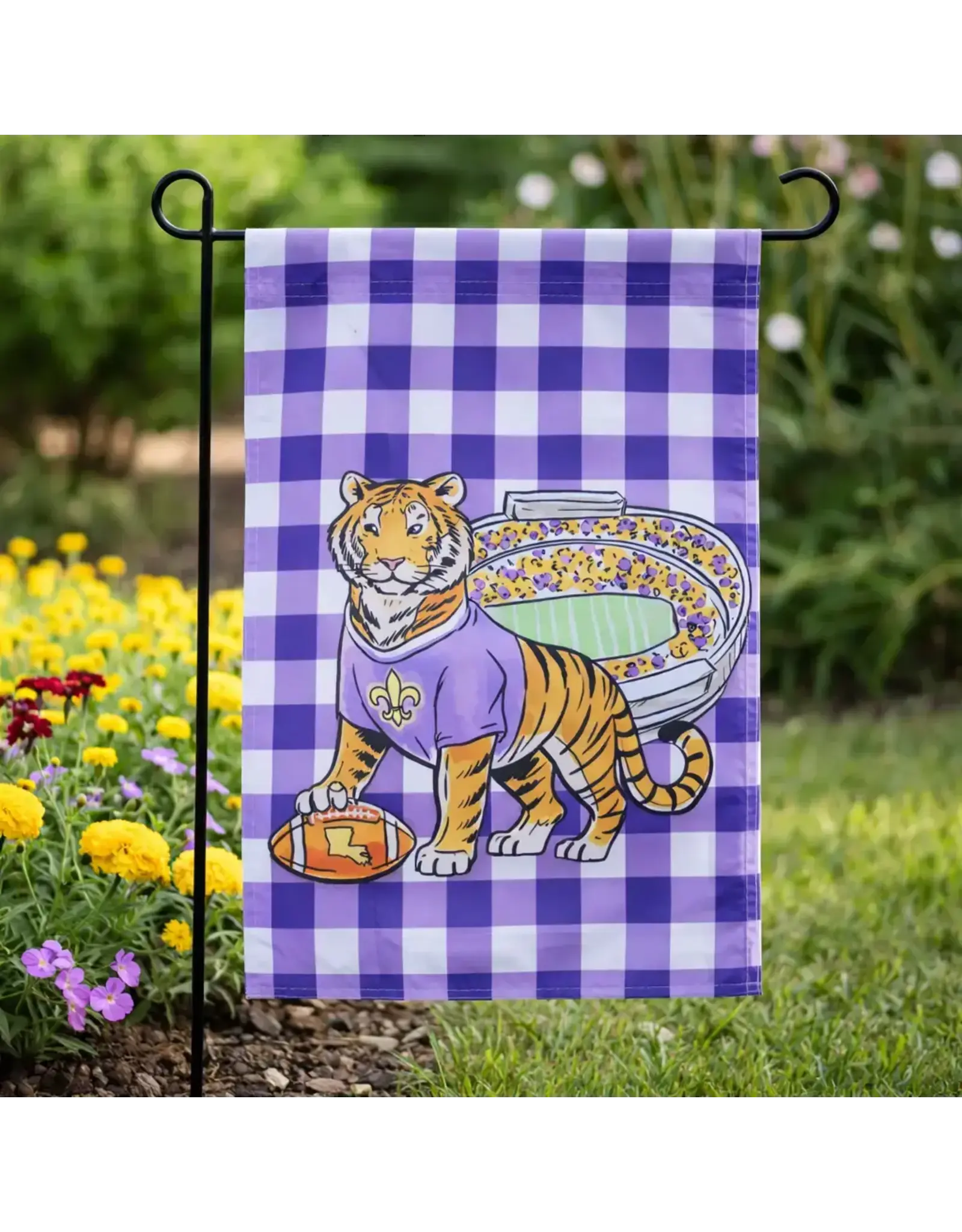 Barrel Down South/Faire Purple Plaid Tiger La Garden Flag