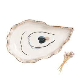 Mud Pie Small Oyster Platter & Toothpick Set