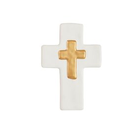 Mud Pie Ceramic and Gold Thick Cross