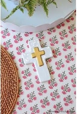 Mud Pie Ceramic and Gold Thick Cross