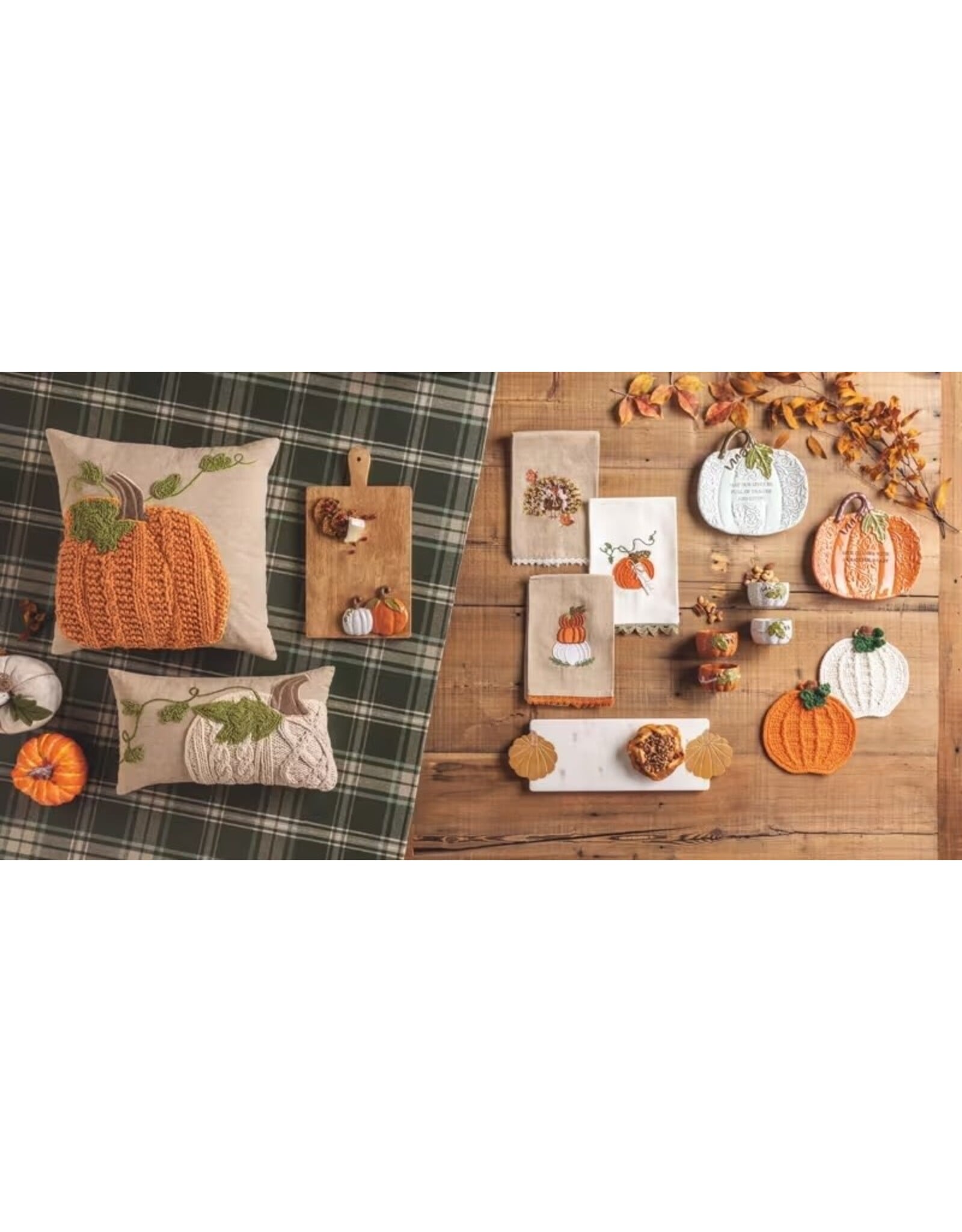 Mud Pie Stacked Pumpkin Beaded Embroidered Towel