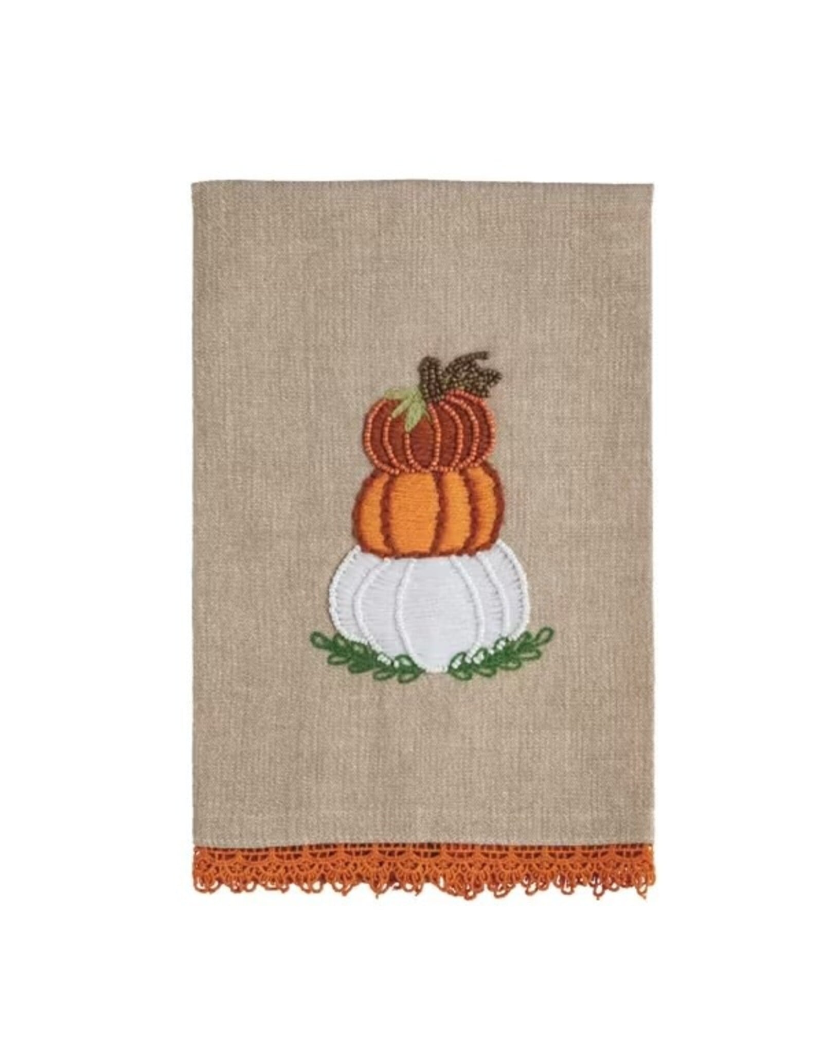 Mud Pie Stacked Pumpkin Beaded Embroidered Towel