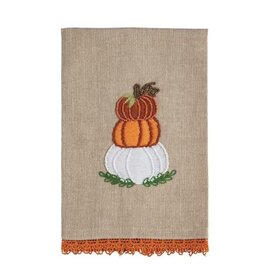 Mud Pie Stacked Pumpkin Beaded Embroidered Towel
