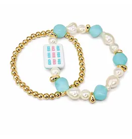 Ellison & Young/Faire Mahjong Tile Beaded Bracelet - Minty Bamboo