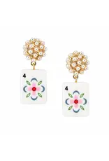 Ellison & Young/Faire Mahjong Tile Pearl Cluster Drop Earrings - Golden Bloom