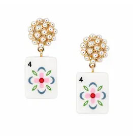 Ellison & Young/Faire Mahjong Tile Pearl Cluster Drop Earrings - Golden Bloom