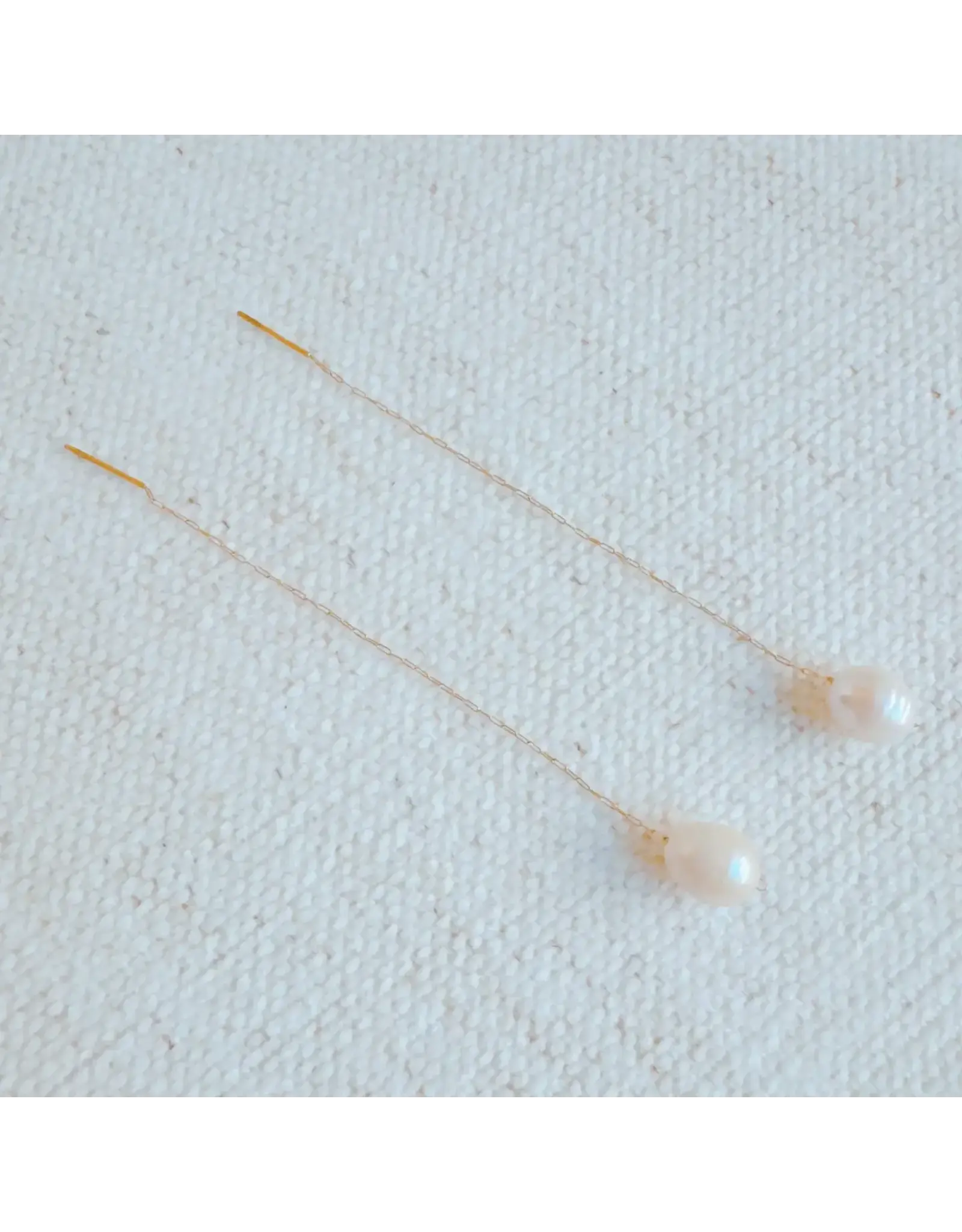Ellison & Young/Faire Freshwater Pearl Dainty Chain Earrings