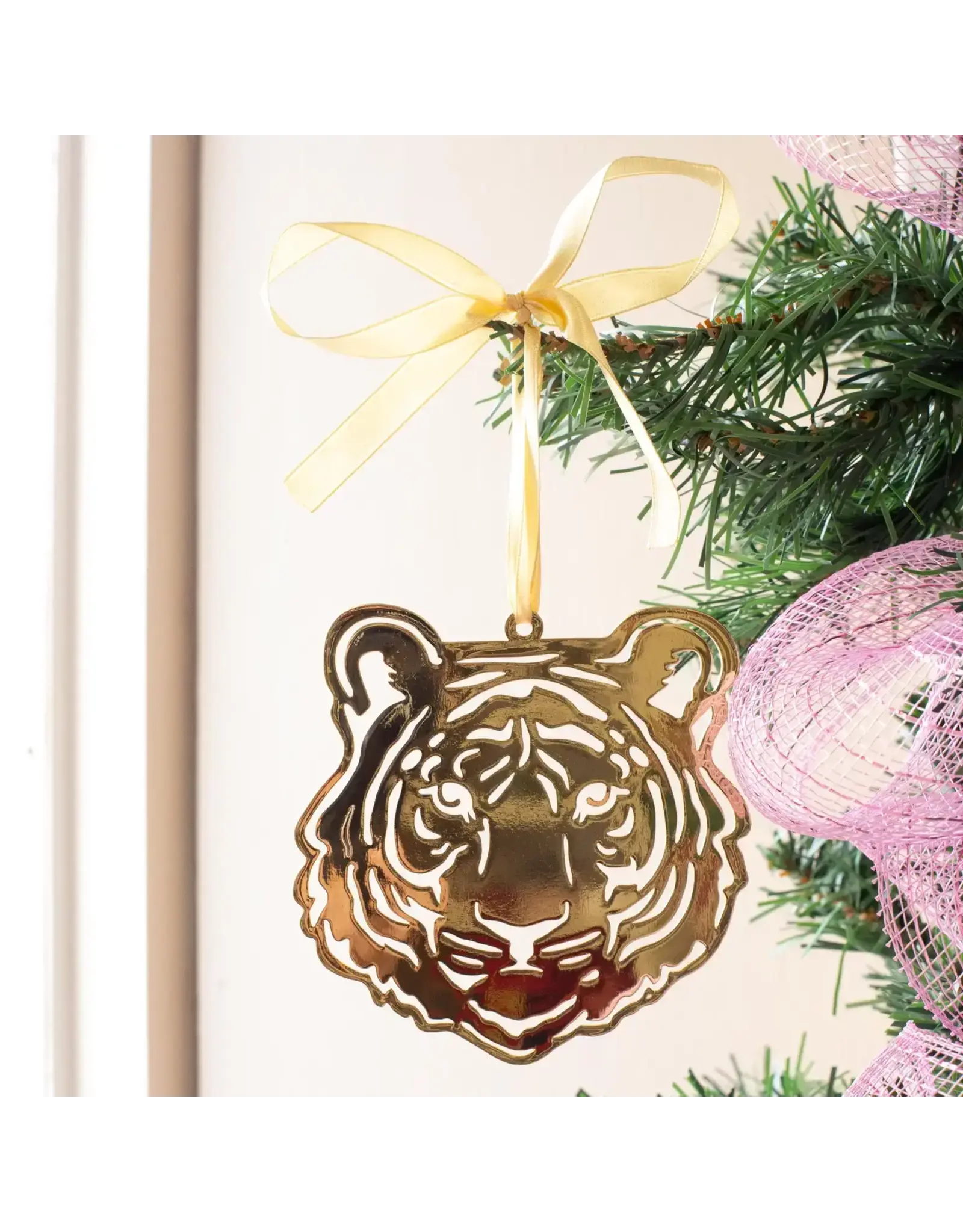 The Royal Standard Tiger Face Ornament Gold 4"