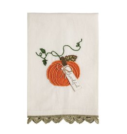 Mud Pie Single Pumpkin Beaded Embroidery Towel