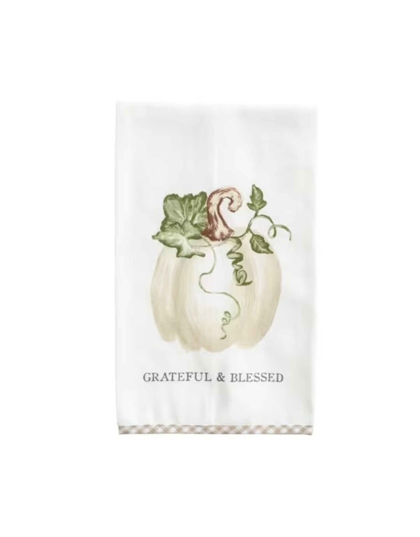 Mud Pie Grateful, Gingham Hem Towel