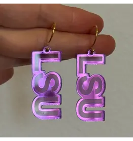 Louie Love Purple Acrylic LSU Tiger Earrings