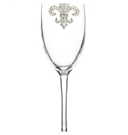 The Queen's Jewels Diamond Fleur De Lis Jeweled Stemmed Champaigne Flute