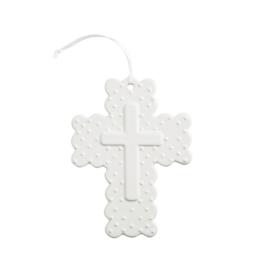 Mud Pie White Ceramic Dot Cross