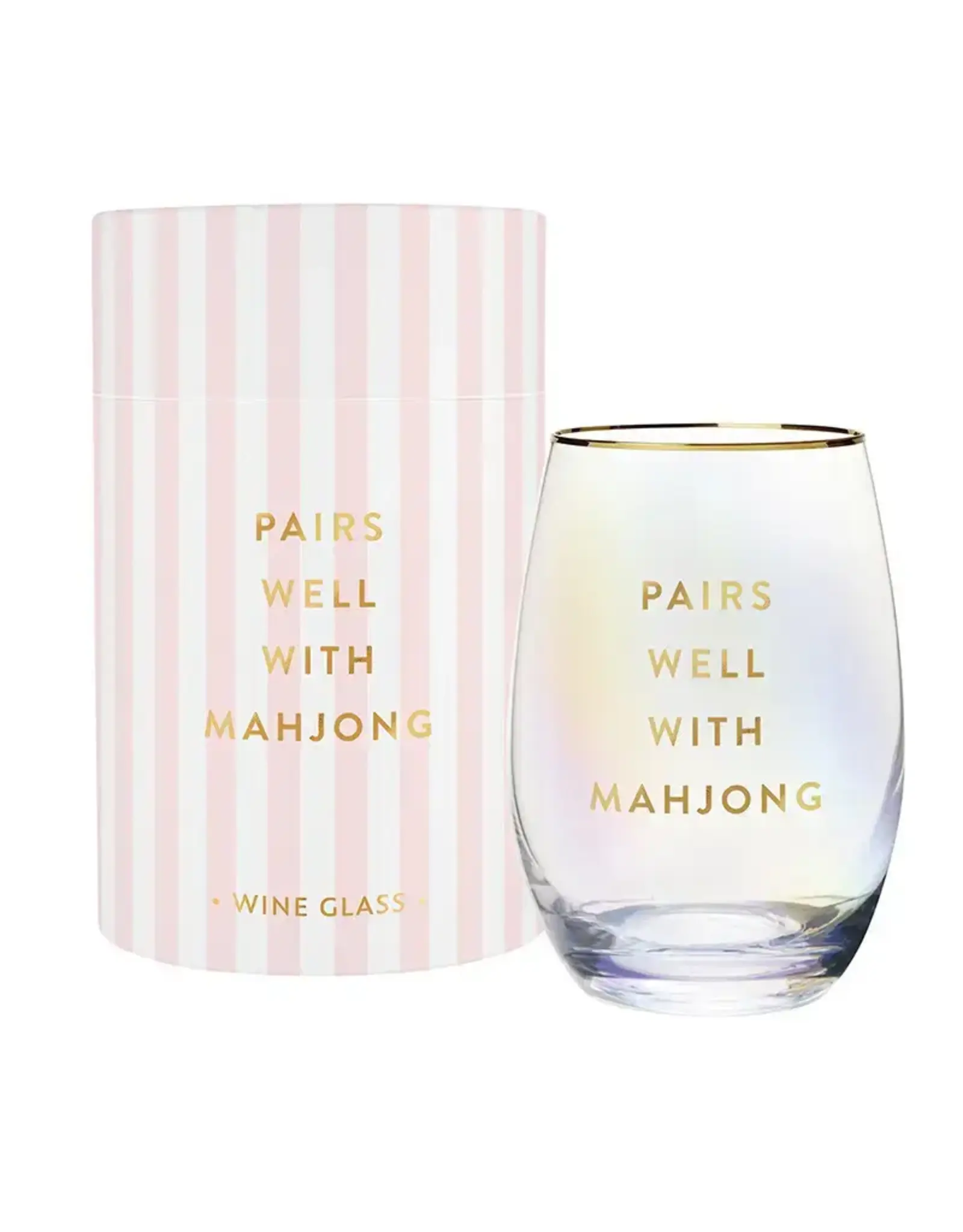 Santa Barbara Design Studio by Creative Brands/Faire Gold Foil Stemless Wine Glass - Pairs Well with Mahjong